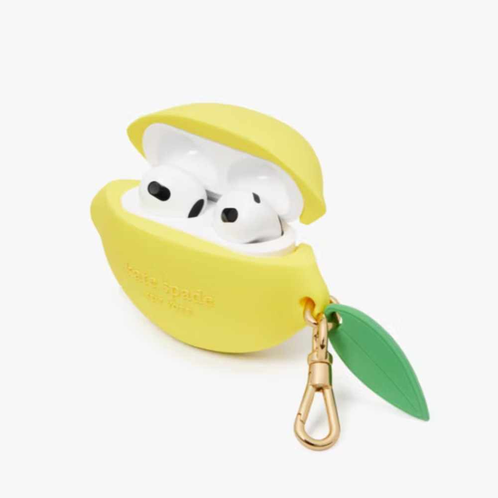 Kate Spade AirPods Gen 3 Case Lemon Drop Yellow Silicone Clip - Picture 2 of 6